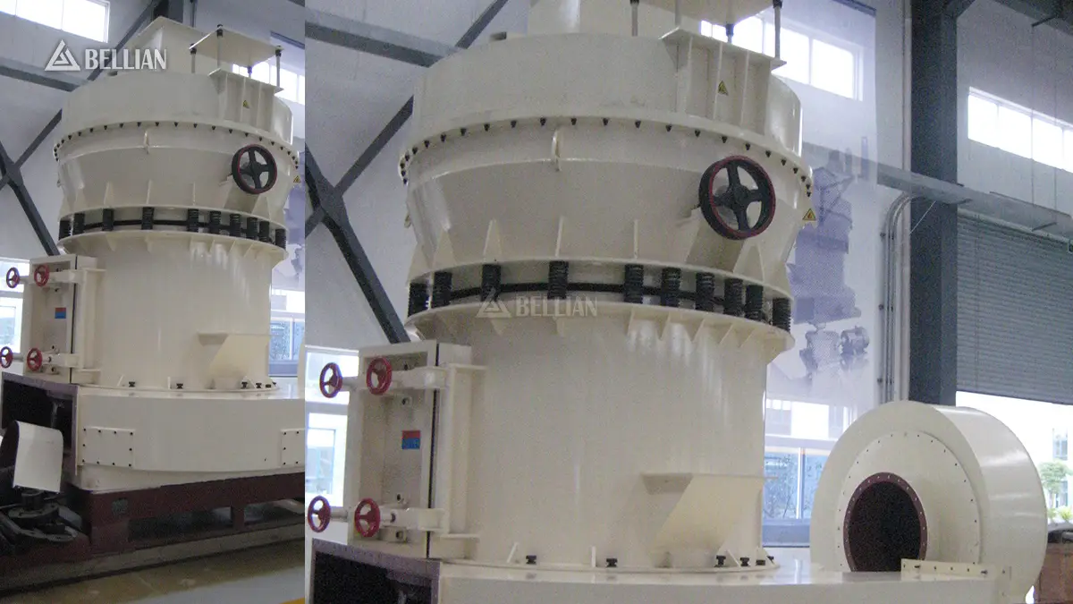 High pressure grinding mill main unit finished in manufacturing workshop, prepared for Saudi Arabia limestone powder project