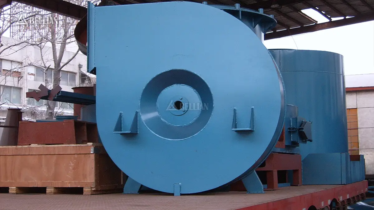 Centrifugal fan and auxiliary parts of barite grinding line packed and ready for shipment to Kenya