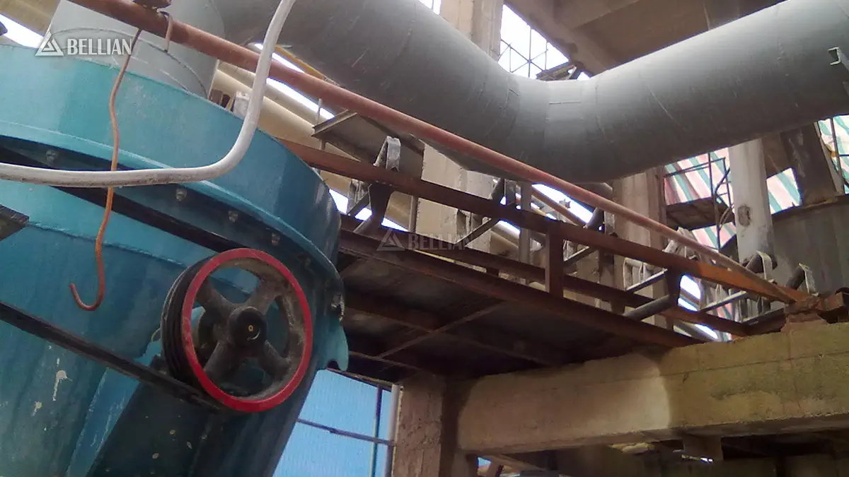 Side view of 6R4525 grinding mill main body connected with pipelines inside South Africa factory