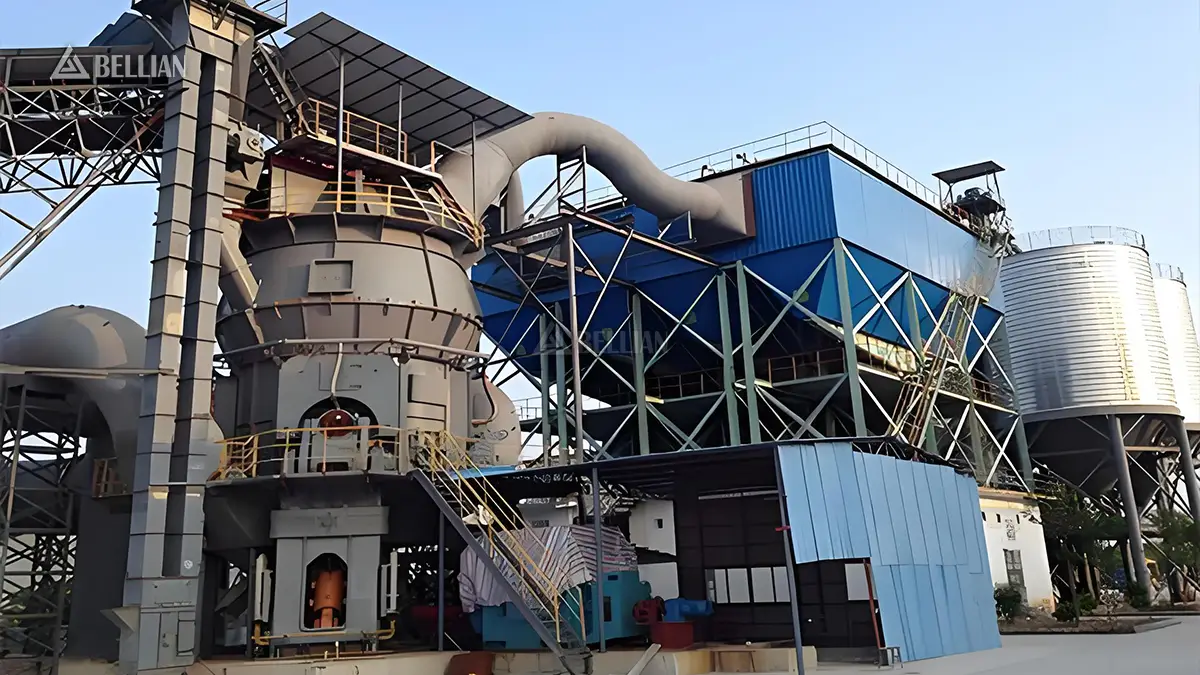 Middle structure and steel support frame of large vertical roller mill at Saudi Arabia mineral processing station site