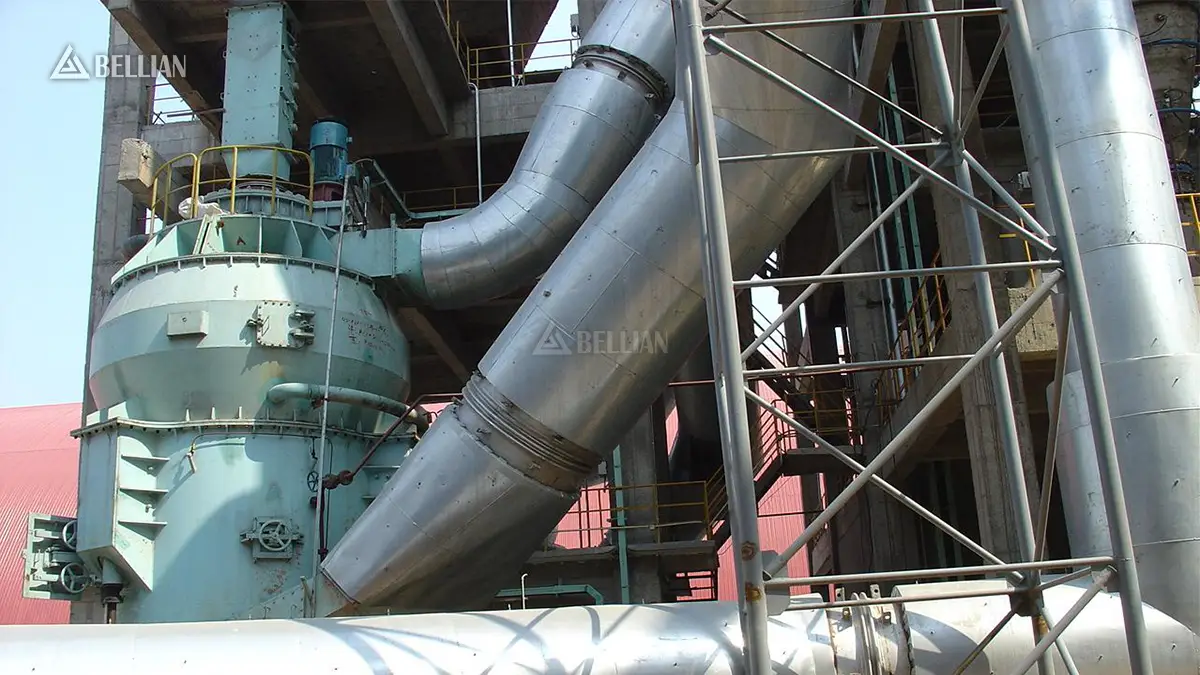 Top operation platform and overhead air duct layout of vertical roller mill at Vietnam slag grinding station site