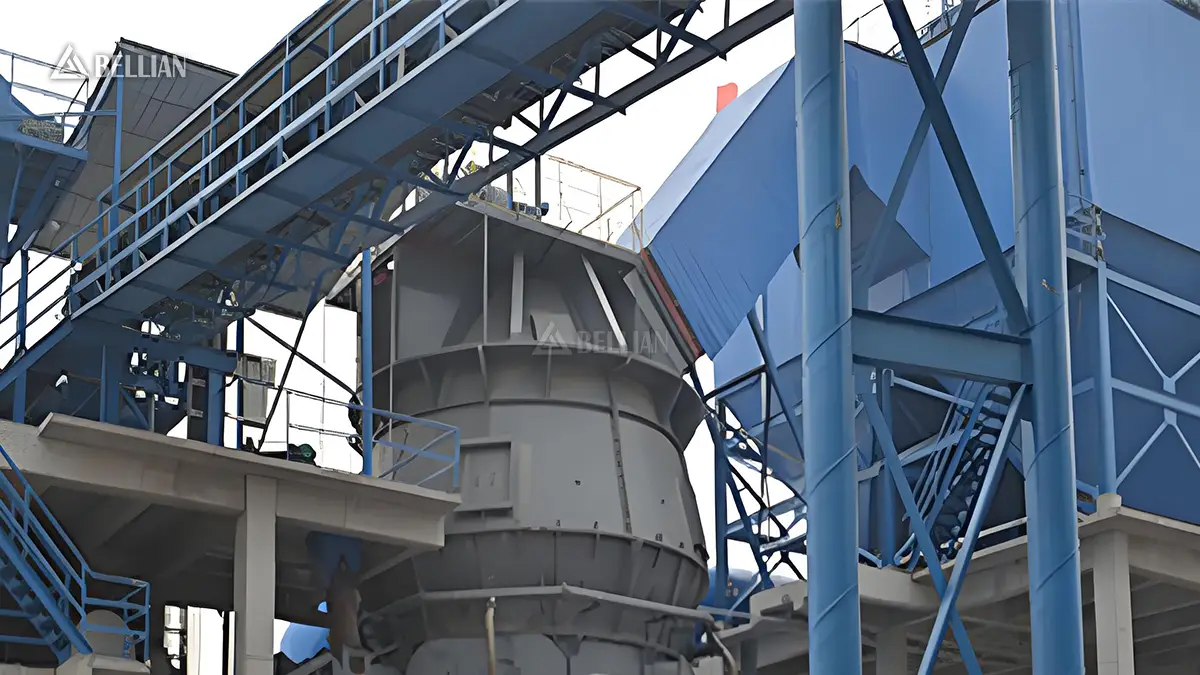 Partial overhead structure and pipeline layout of vertical roller mill production line in Saudi Arabia plant