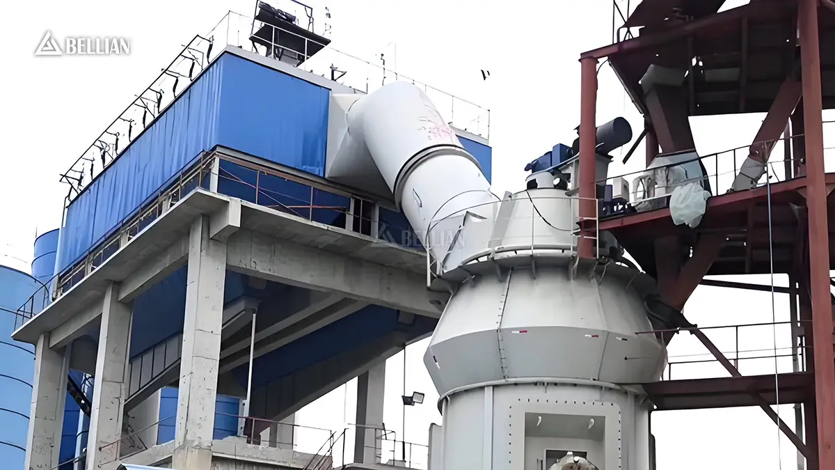 Full vertical roller mill station matched with pulse dust collector and silo in Brazil limestone processing factory